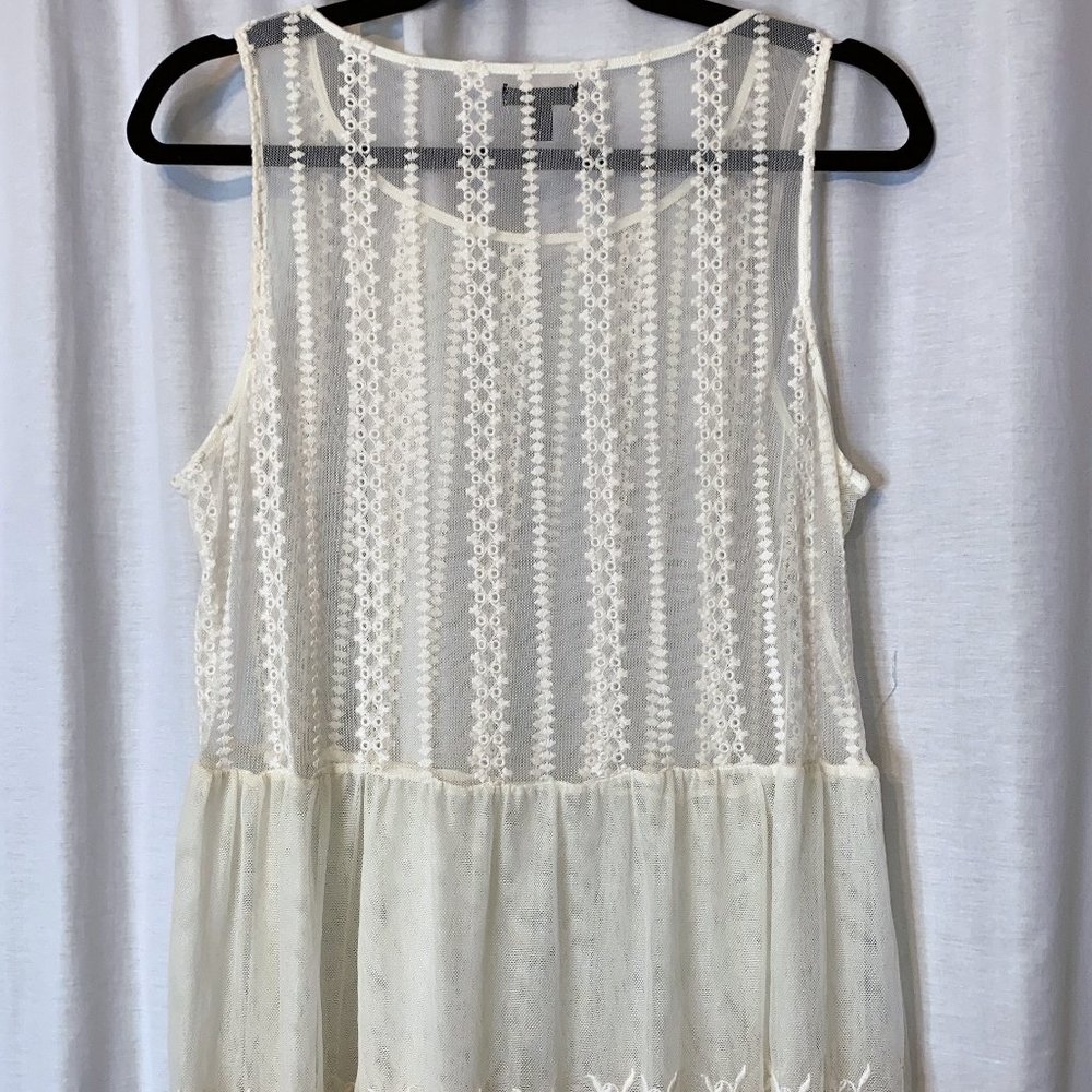 3/$20 - Seventeen Cream Lace Tank Top - Cottagecore Elegant L Size Sheer